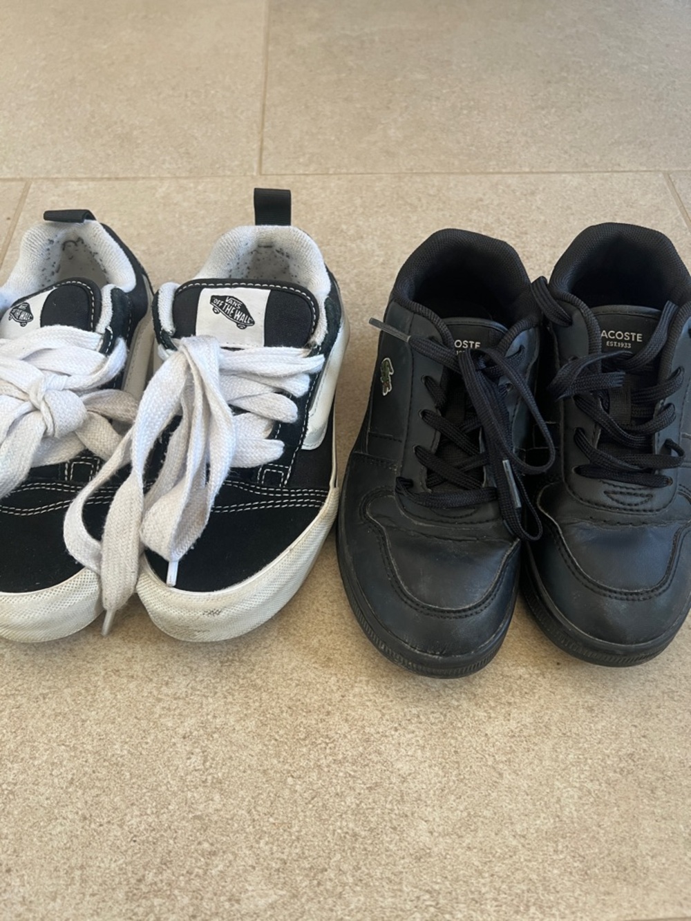 Black Lacoste Sneakers & Black/White Vans-Style Low Tops - Picture 11 of 11
